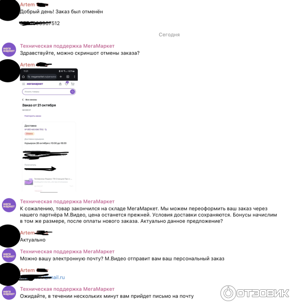 Чат с якобы поддержкой