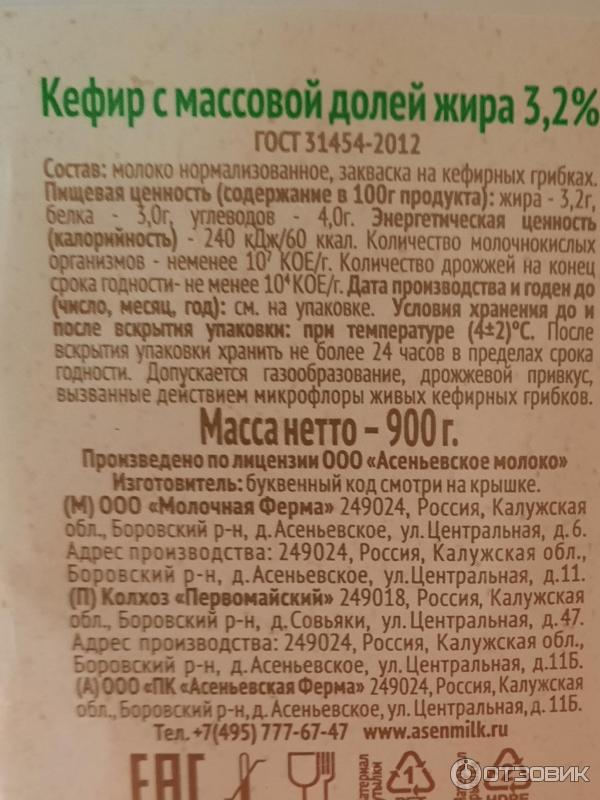 Этикетка на упаковке продукта