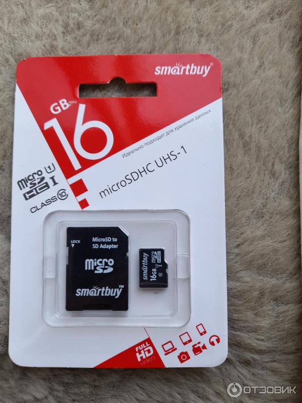 Карта памяти micro SD Smart Buy 16Gb class 10  адаптер фото