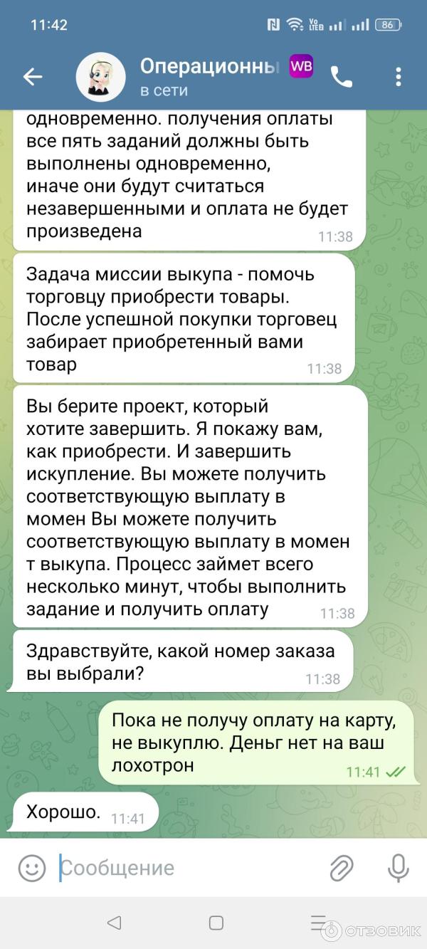 Отзыв о Подработка на Вайлдберриз, продвижение и выкуп товара |  Мошенничество за 