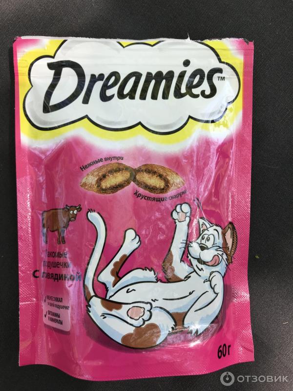 Отзыв о Лакомые подушечки для взрослых кошек Dreamies с говядиной ...