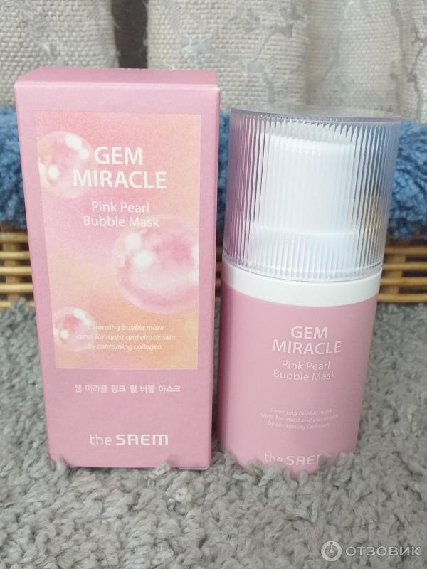 Маска для лица The Saem Gem Miracle Pink Pearl O2 Bubble Mask фото