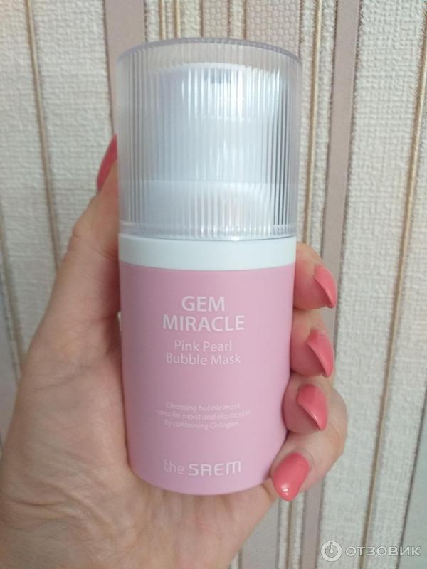 Маска для лица The Saem Gem Miracle Pink Pearl O2 Bubble Mask фото