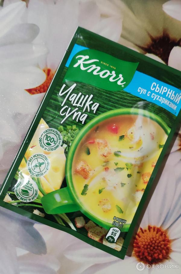 Сырный суп с сухариками Knorr Чашка супа фото