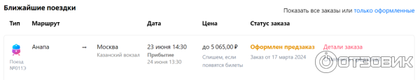 Предзаказ в личном кабинете