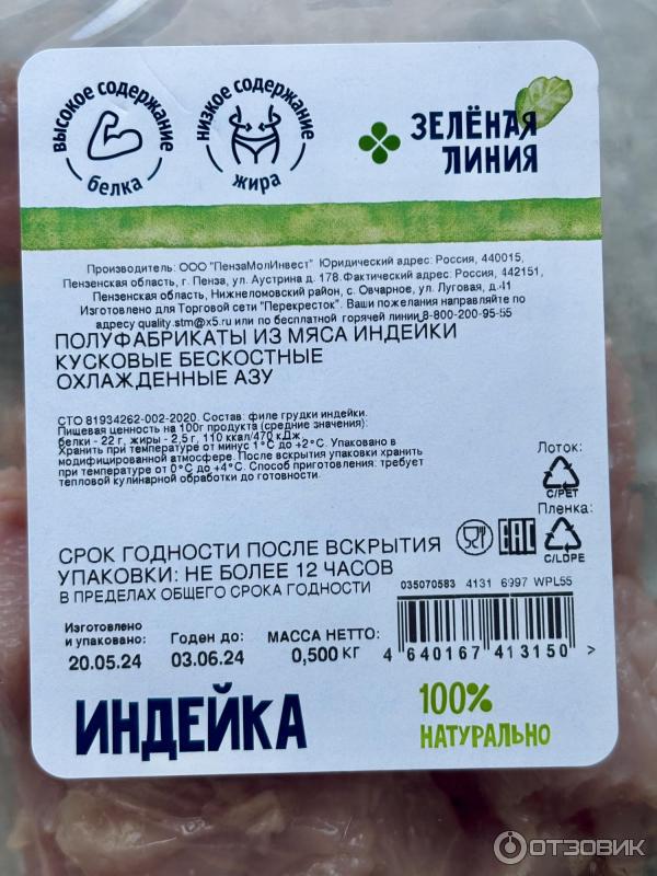 Отзыв о Полуфабрикаты из мяса индейки охлажденные кусковые Зеленая ...