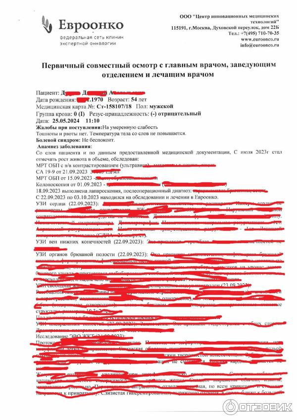 Отзыв о Клиника "Европейская клиника" (Россия, Москва) | Лечение ...