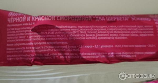 Отзыв о Десерт Свитлогорье Два щербета с черной и красной смородиной ...