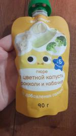 Детское пюре Вкусвилл из цветной капусты, брокколи и кабачков фото